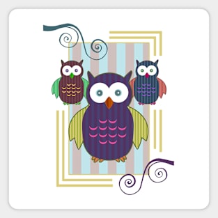 Striped Owls Magnet